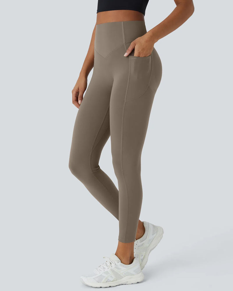 High Waisted Tummy Control Workout Leggings with Side Pockets